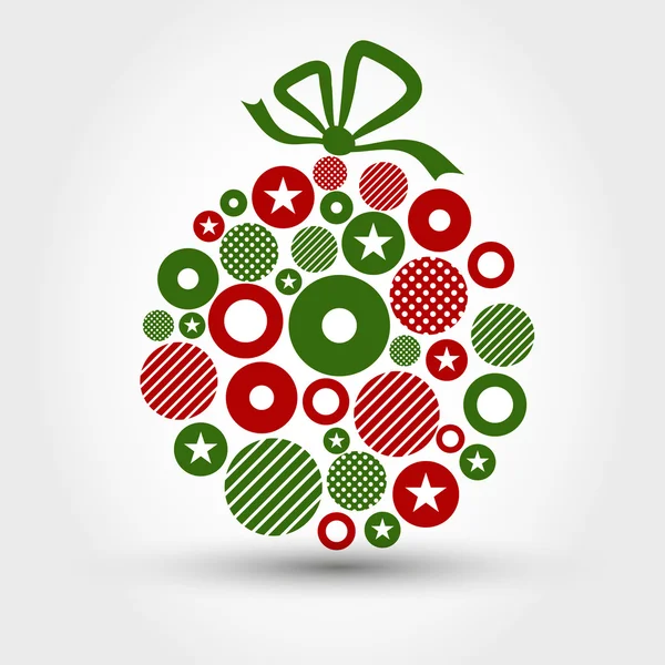 Bola de Natal vermelho nad verde de anéis — Vetor de Stock