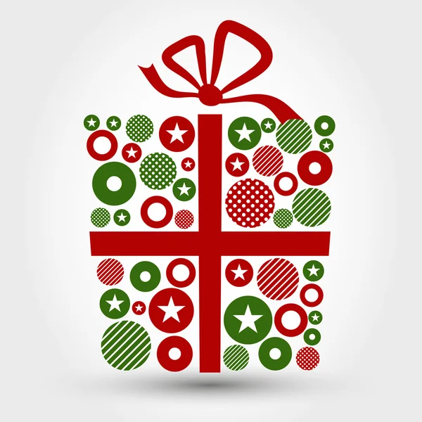 Rotes und grünes Weihnachtsgeschenk aus Ringen — Stockvektor