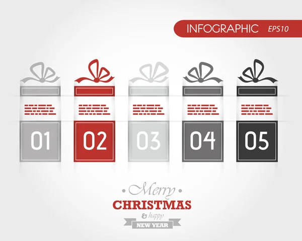 Red christmas infographic gifts — Stock Vector