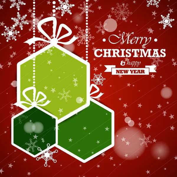Bolas de Natal hexagonais verdes — Vetor de Stock