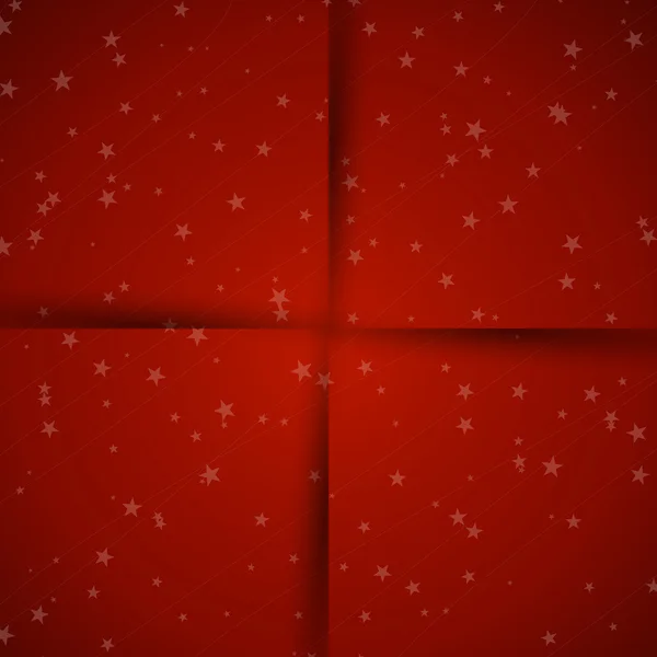 Fondo rojo navidad con sombras y estrellas — Vector de stock