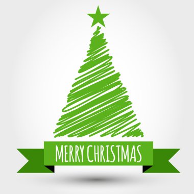 Yeşil Noel ağacı satırlarından kurdele ile