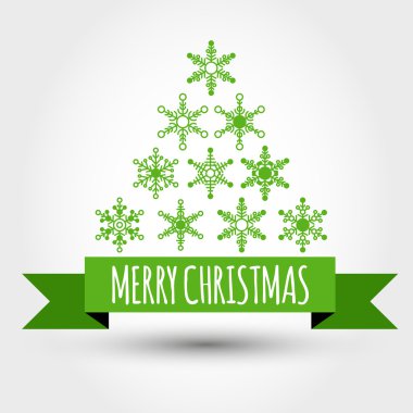 büyük bir şerit ile yeşil Noel ağacı