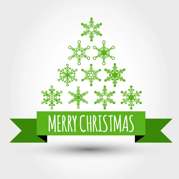 Árbol de navidad verde con cinta grande — Vector de stock