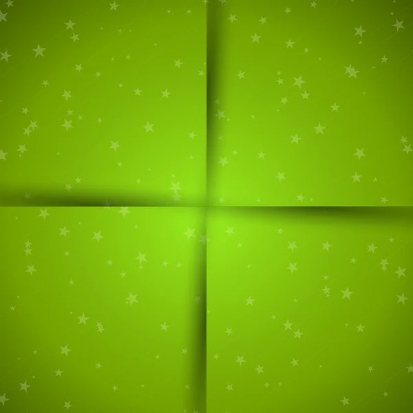 シャドウと星の緑のクリスマス背景 — ストックベクタ