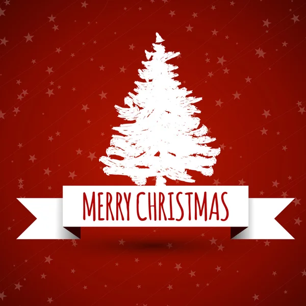 Ruban de Noël blanc avec arbre — Image vectorielle