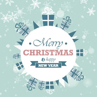 Noel mavi küre hediyeler, yatay