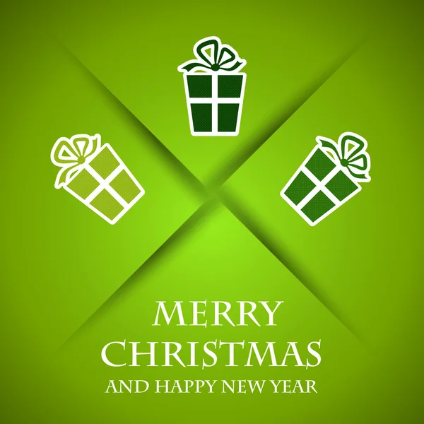 Vihreä joulukortti vihreillä lahjoilla — vektorikuva