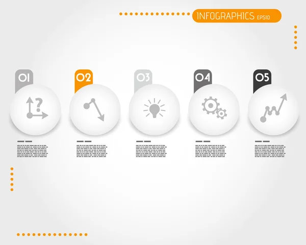 Bolas de infográfico laranja com adesivos — Vetor de Stock