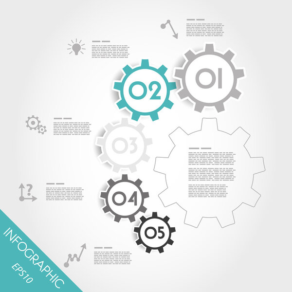 turquoise infographic gears in arc