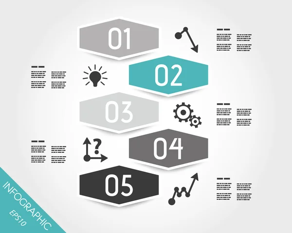 Etiqueta engomada hexagonal infografía turquesa — Archivo Imágenes Vectoriales