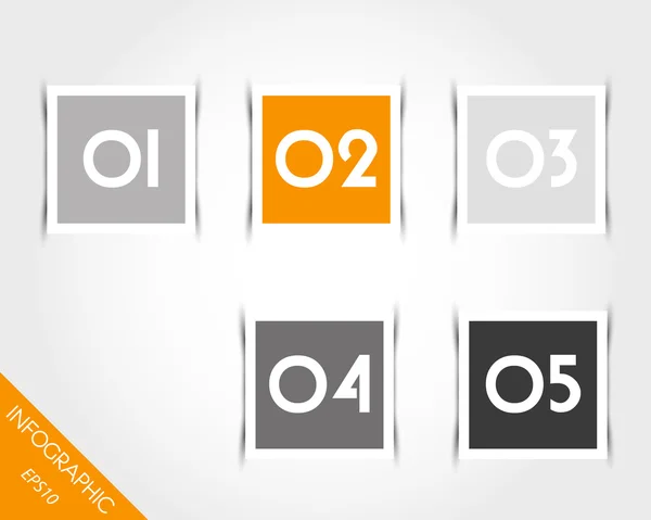 Adesivos quadrados laranja com números e sombra —  Vetores de Stock