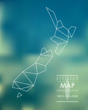 Stylized map of New Zealand clipart