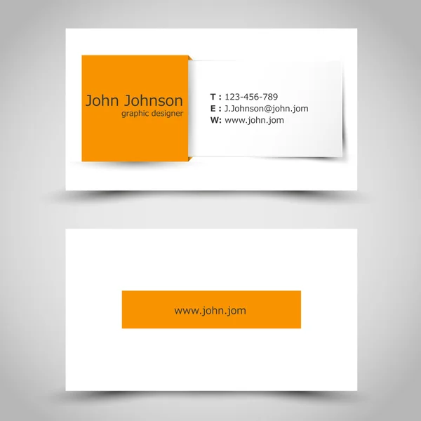 Business card with orange square sticker — Stock Vector