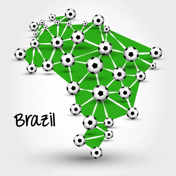 Voetbal kaart van Brazilië — Stockvector