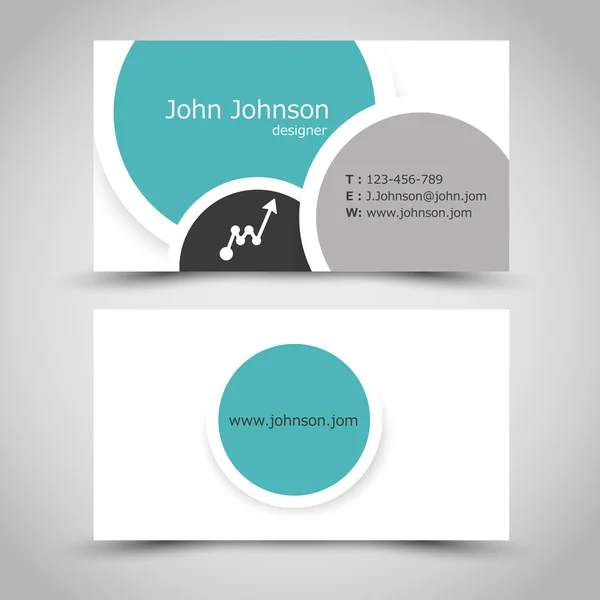 Turquoise business card with rings — Stock Vector