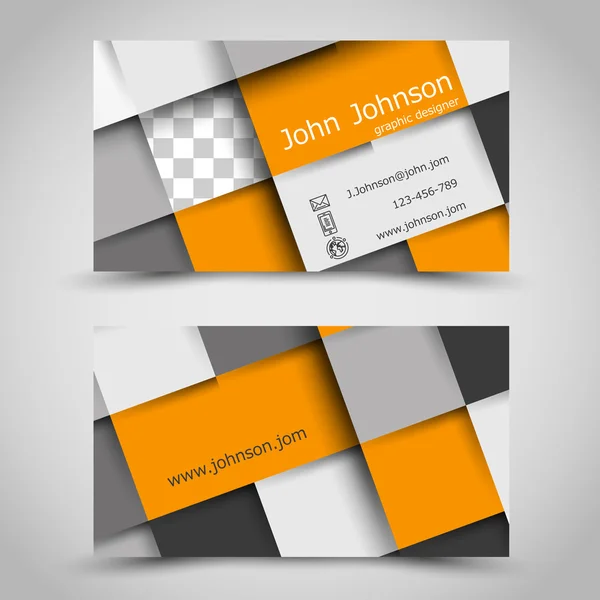 Modern orange business card with squares — Stock Vector