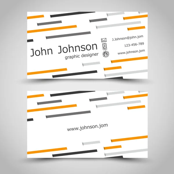 Business card with small orange stripes — Stock Vector