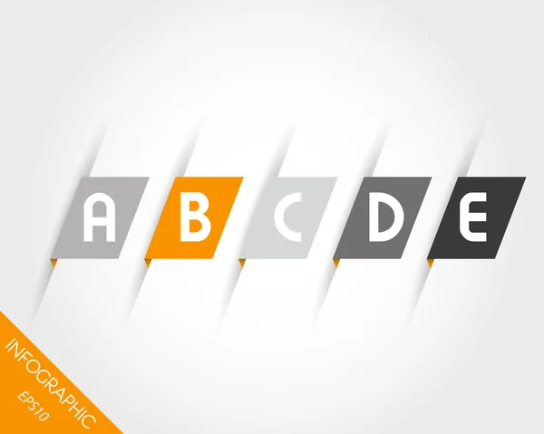 Oranje schuine moderne papier stickers met letters — Stockvector