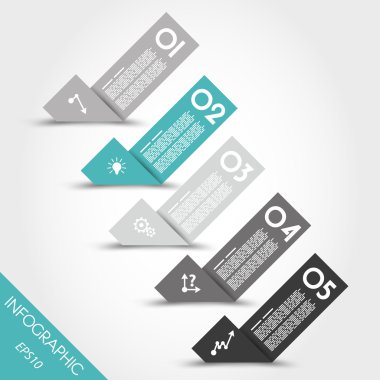 Turkuaz Infographic origami simgeleri ile sopa bükülmüş