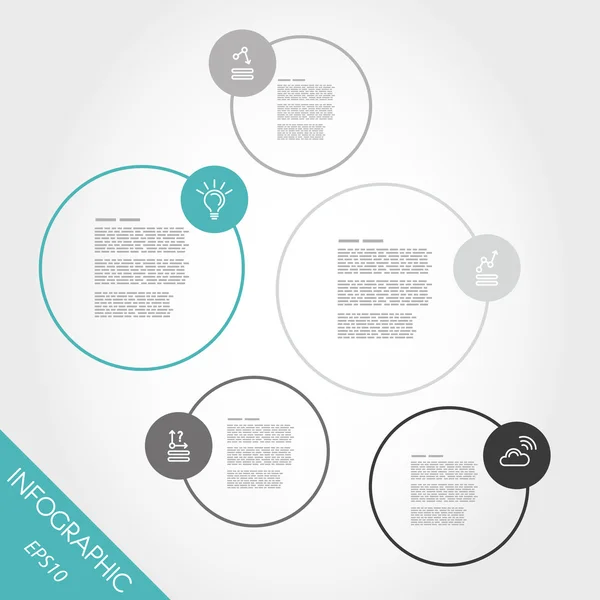Turquoise infographic circels met pictogrammen — Stockvector
