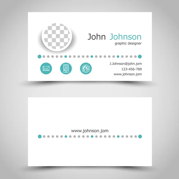 Modern turquoise business card with dots — Stock Vector