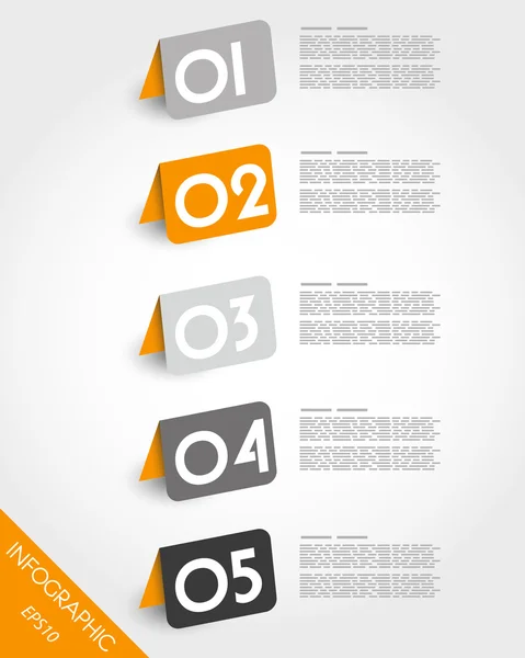 Orange origami oblique rounded standing stickers — Stock Vector