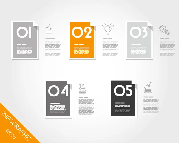 Pegatinas rectangulares de infografía plana naranja — Archivo Imágenes Vectoriales