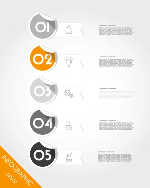 Orange rund platt klistermärken med band — Stock vektor
