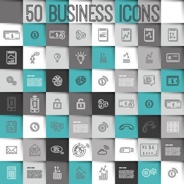 Modern turkuaz iş ikonları/simgeleri