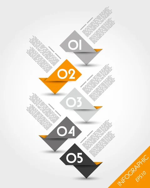 Oranje papier tijdlijn van stickers — Stockvector