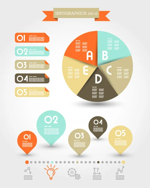 Röda rundade infographic med cirkel — Stock vektor