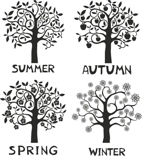 Quatre saisons - printemps, été, automne, hiver . — Image vectorielle