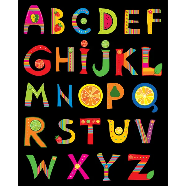 Alphabet-Design in einem farbenfrohen Stil Stockillustration