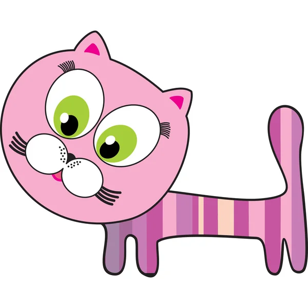 Pink cat isolated on White background. Vector Graphics