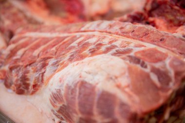 cooking pork sausages concept of sausage and delicatessen production