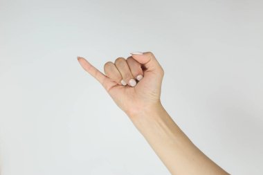 Parmak alfabesi Amerikan işaret dili (Asl) yazım. J harfi