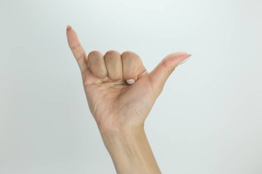 Parmak alfabesi Amerikan işaret dili (Asl) yazım. Y harfi