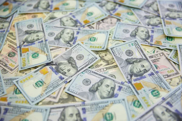Antecedentes Con Billetes Americanos Cien Dólares — Foto de Stock