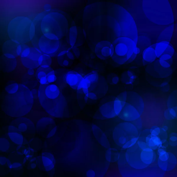 Glinsterende wazig blauwe lichten tegen een zwarte achtergrond — Stockvector