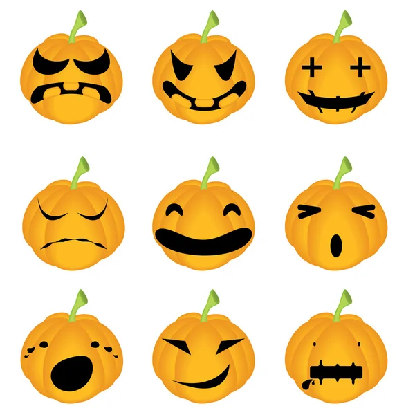 Halloween Pumpkins  Horror Persons Emotion — Stock Vector