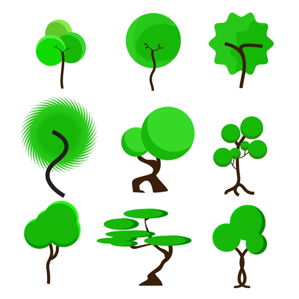 Diseño de árboles verdes — Vector de stock