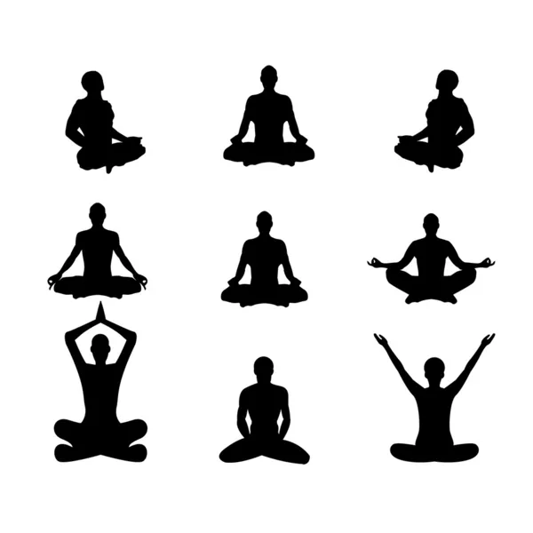 Ilustração vetorial Meditação básica Poses — Vetor de Stock