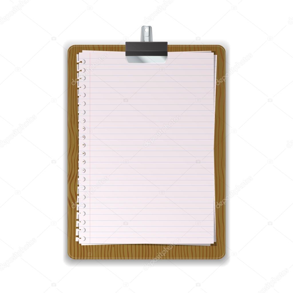 Wooded Clipboard with lined paper