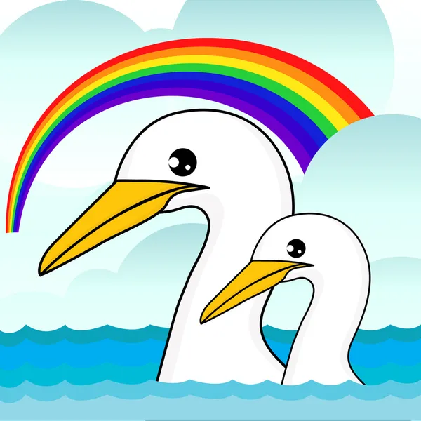 Cisne con arco iris — Vector de stock