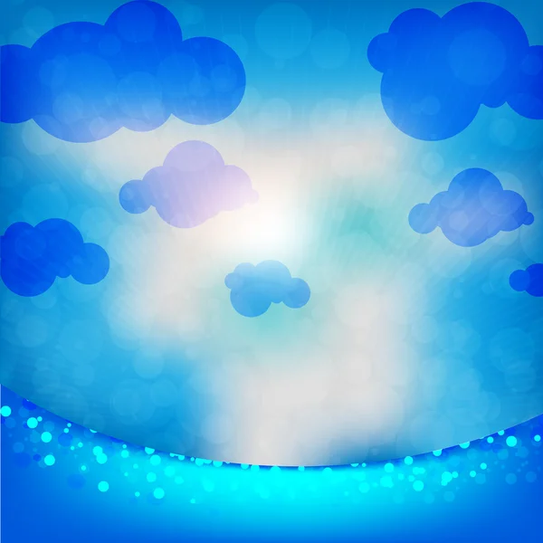 Vektör arka plan mavi bulut ile suluboya bir deniz manzarası — Stok Vektör