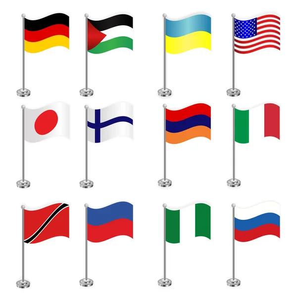 Banderas coloridas de una variedad de naciones — Vector de stock