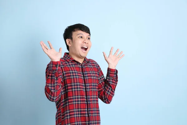 Young Adult Asian Man Standing Blue Background — Stock Photo, Image