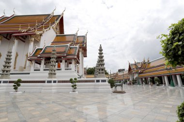 Bangkok, Thailand - July 9, 2022: Wat Suthat Thepwararam Ratchaworahawihan, the famous Buddhist temple in Bangkok Thailand.