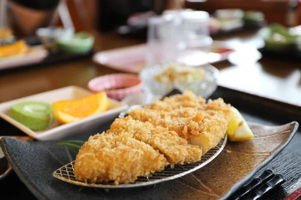 Crispy Deep Fried Pork Named Donkatsu Served Japanese Rice Miso — ストック写真